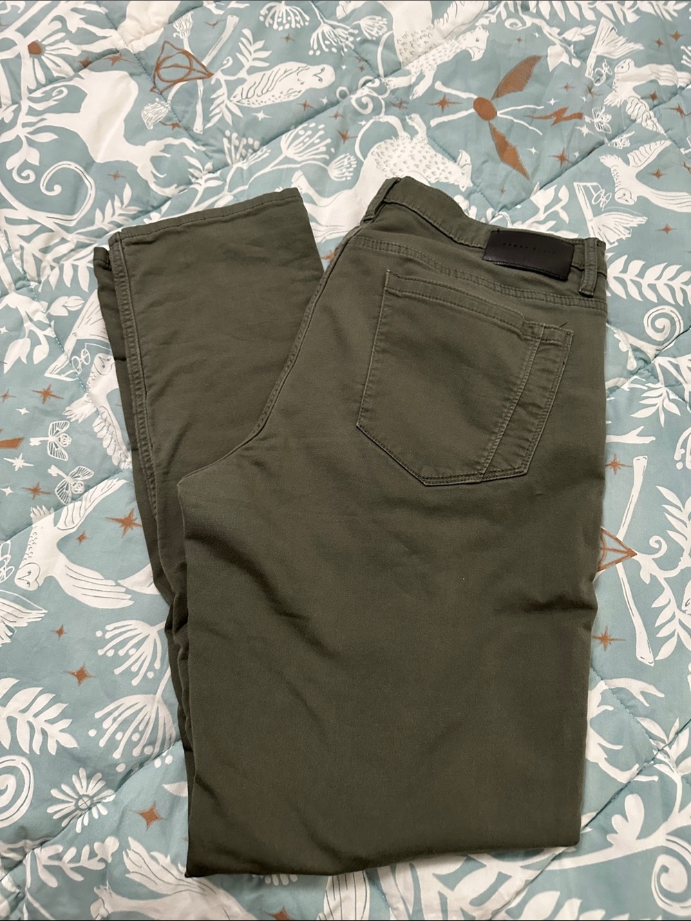 Perry Ellis Olive Green Slim Straight Chinos